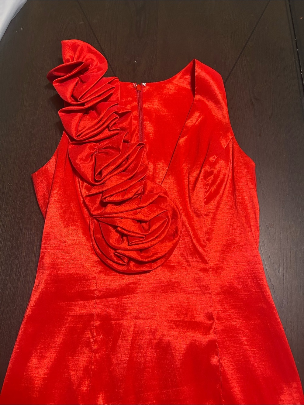 Cache Red One-Shoulder Ruffle Midi Dress - Picture 6 of 12
